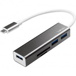 HUB USB Logilink UA0305, USB 3.0 x3, SD x1, microSD x1, Gri